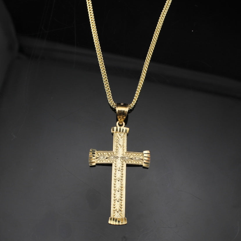 Real 10K Gold Cross Pendant & Chain