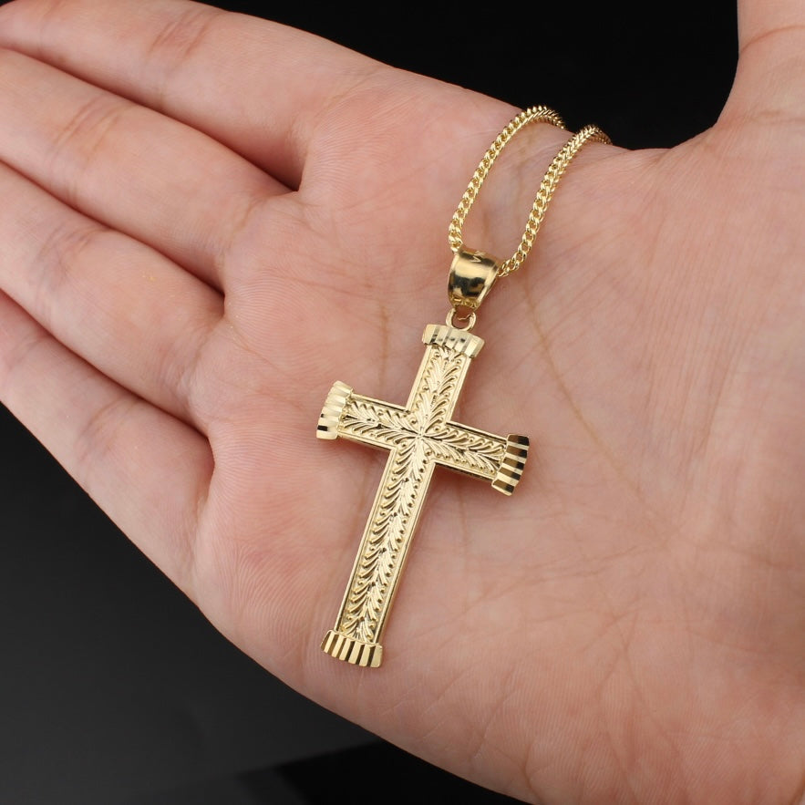 Real 10K Gold Cross Pendant & Chain