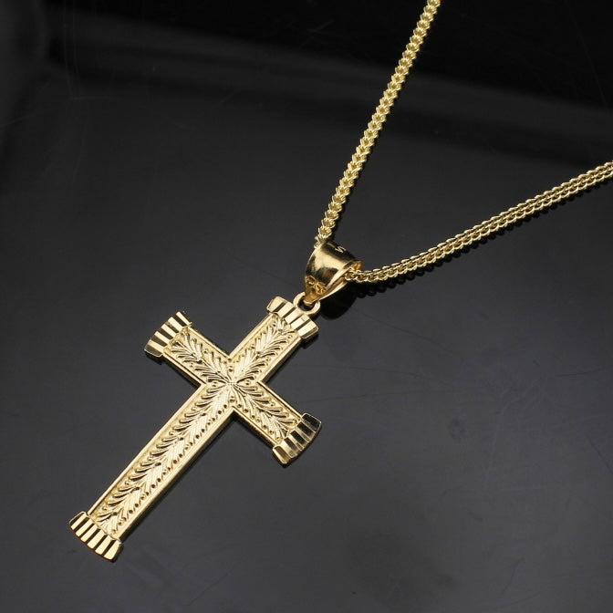 Real 10K Gold Cross Pendant & Chain