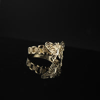 Anillo de mariposa de oro de 10K auténtico