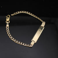 Pulsera cubana de oro de 10K bicolor con corte de diamante, real
