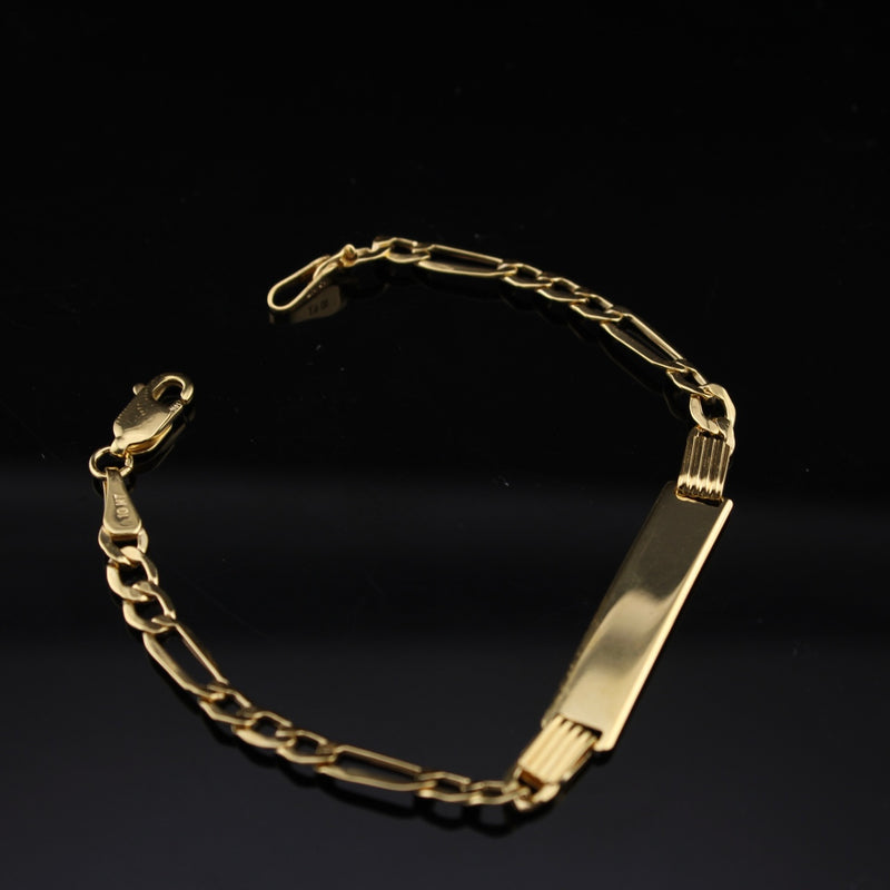 Real 10K Gold Figaro ID Bracelet