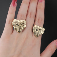 Anillos de pepita de oro de 10K auténtico con forma de corazón