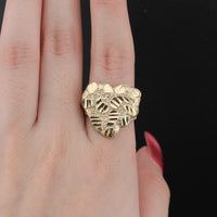Anillos de pepita de oro de 10K auténtico con forma de corazón