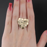 Anillos de pepita de oro de 10K auténtico con forma de corazón