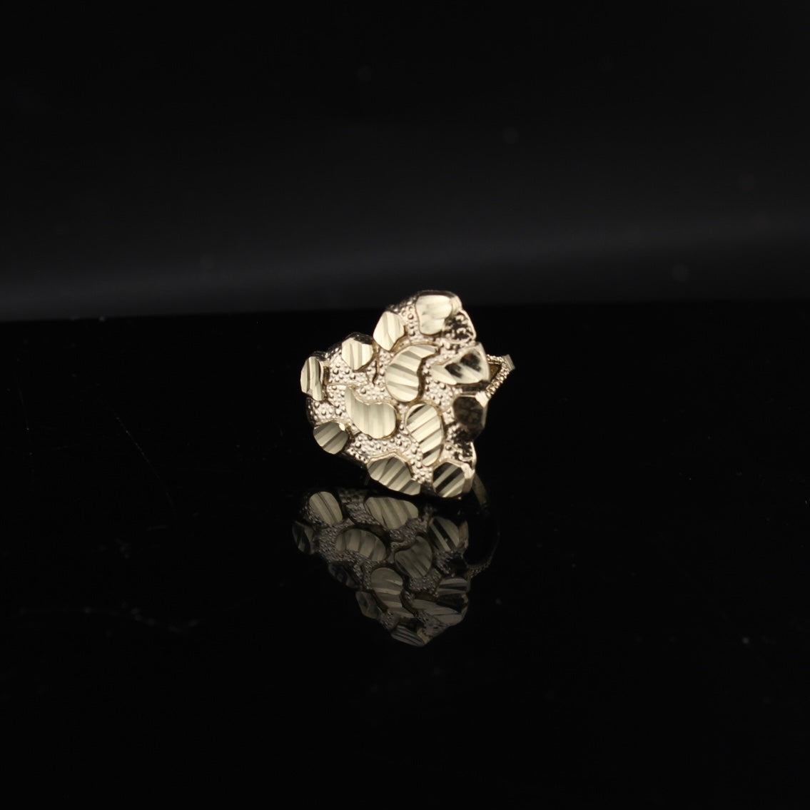 Anillos de pepita de oro de 10K auténtico con forma de corazón