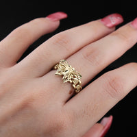 Anillo de mariposa de oro de 10K auténtico