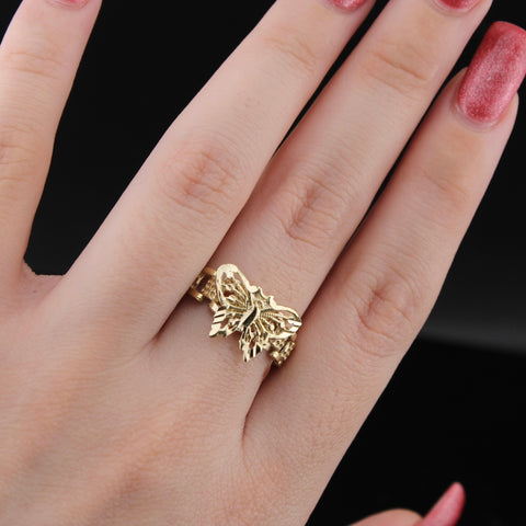 Real 10K Gold Butterfly Ring