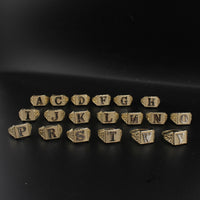 Anillos de oro auténtico de 10 quilates con inicial de pepita TODAS LAS LETRAS