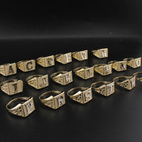 Anillos de oro auténtico de 10 quilates con inicial de pepita TODAS LAS LETRAS