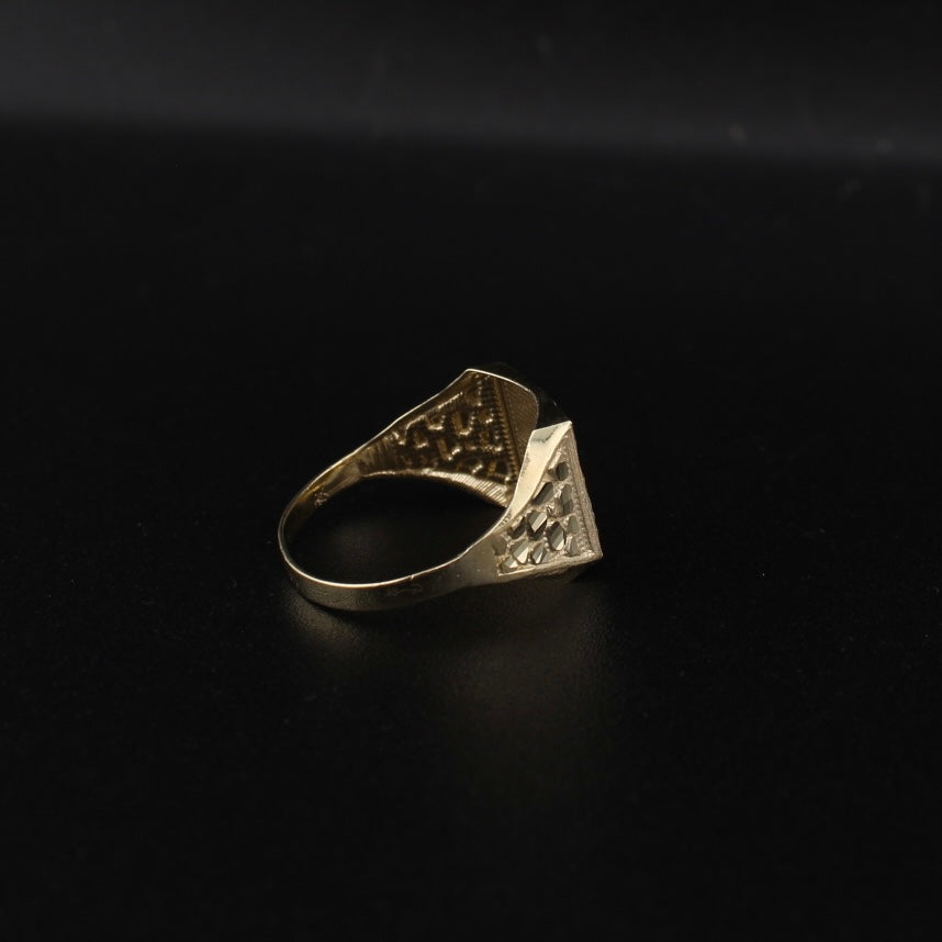Anillos de oro auténtico de 10 quilates con inicial de pepita TODAS LAS LETRAS