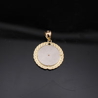 Colgante redondo de la Virgen María de oro rosa de 10K real