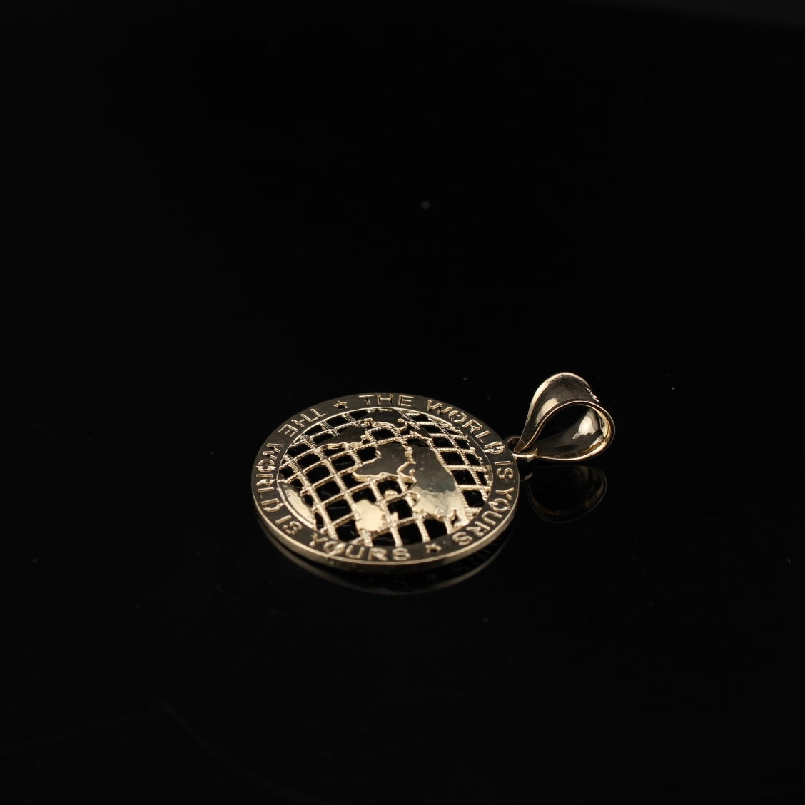 Real 10K Gold World Is Yours Pendant Small