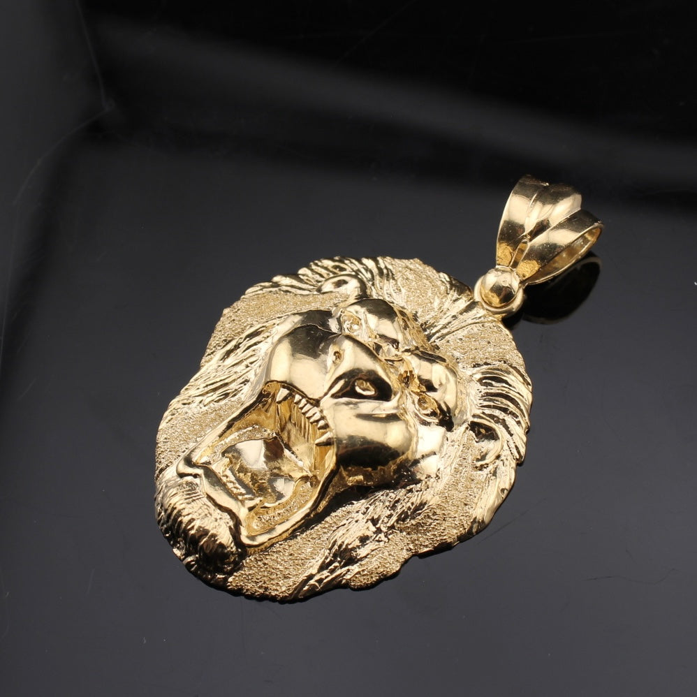 Colgante de león rugiendo de oro auténtico de 14K