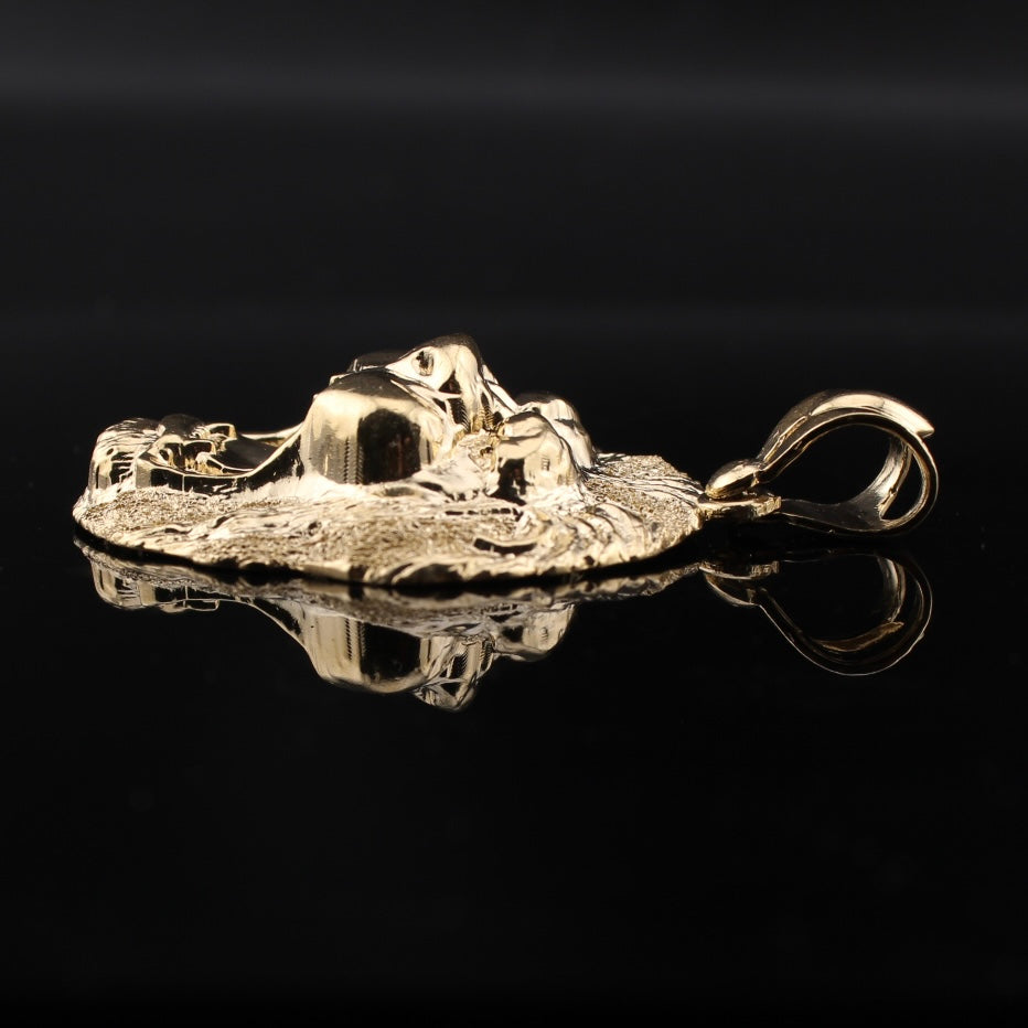 Colgante de león rugiendo de oro auténtico de 14K