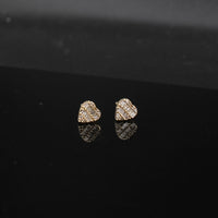 Real 14K Gold Diamond Heart Studs