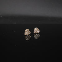 Real 14K Gold Diamond Heart Studs