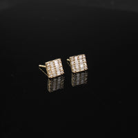 Real 14K Gold Diamond Square Studs