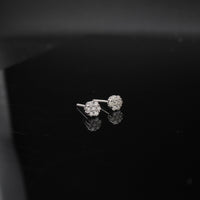 Aretes de flor con diamantes de oro de 10K auténtico