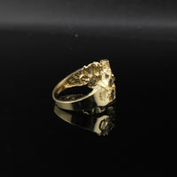 Anillo de oro de 10K auténtico con pepita y cruz