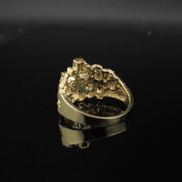 Anillo de oro de 10K auténtico con pepita y cruz
