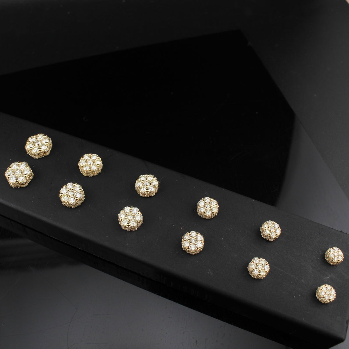 Real 10K Gold Diamond Flower Studs