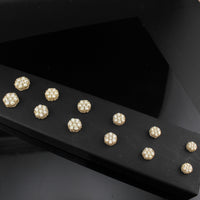 Real 10K Gold Diamond Flower Studs
