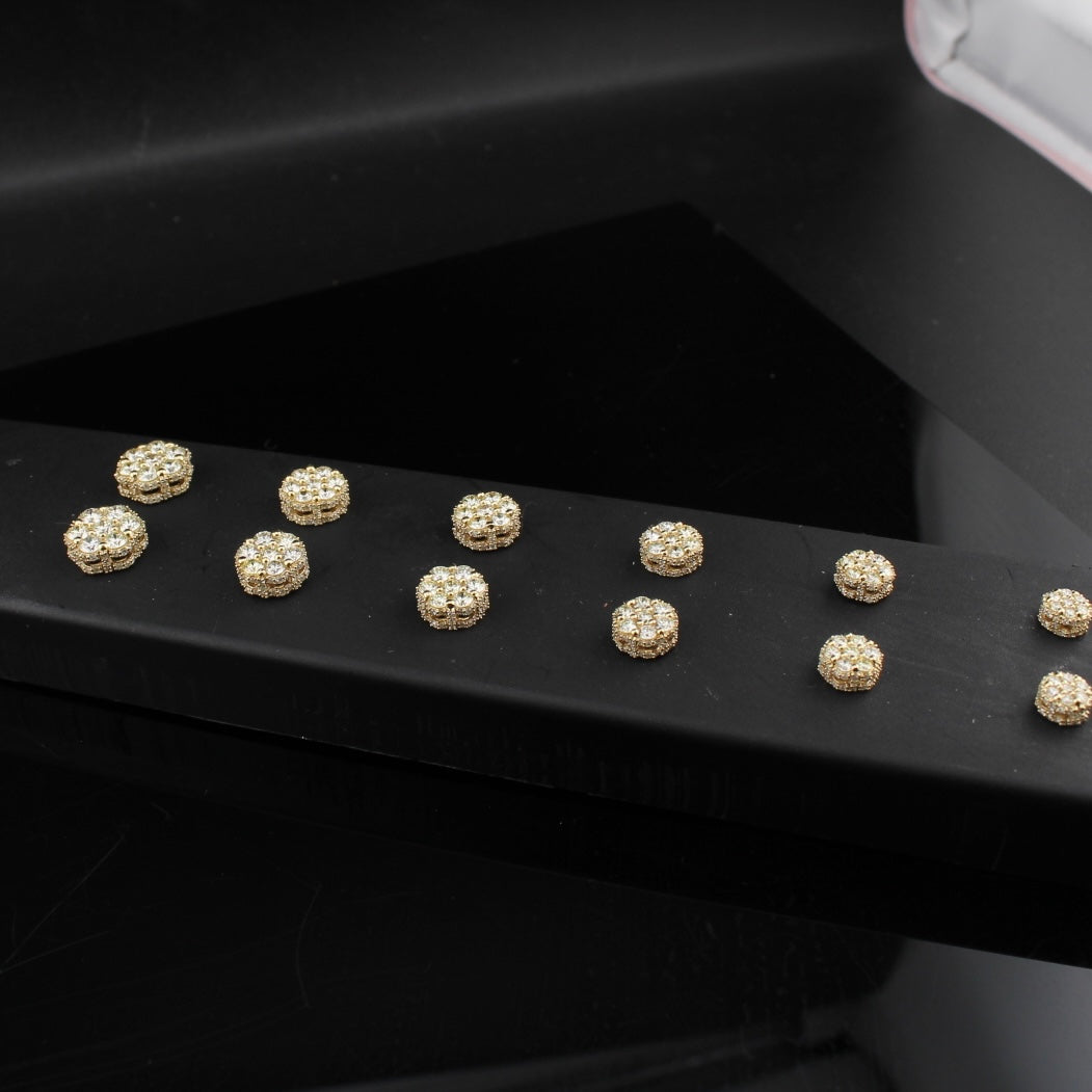Real 10K Gold Diamond Flower Studs