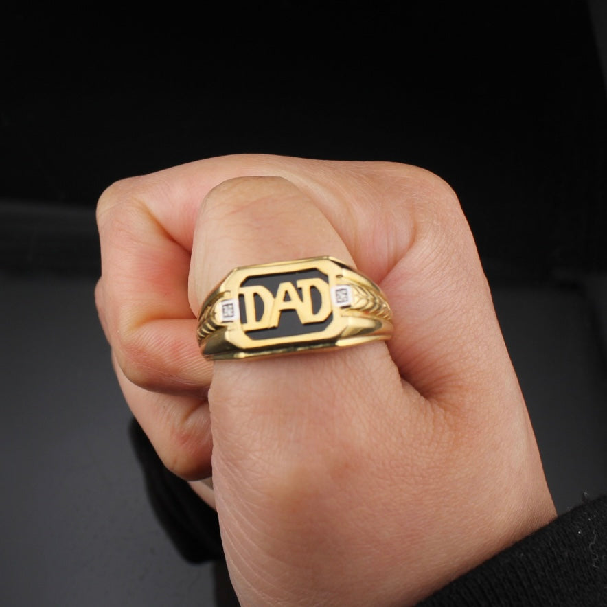 Anillo DAD de Oro y Diamantes 10K auténticos