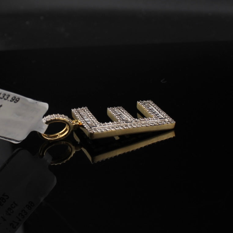 Colgante de oro de 10K auténtico con diamante inicial E