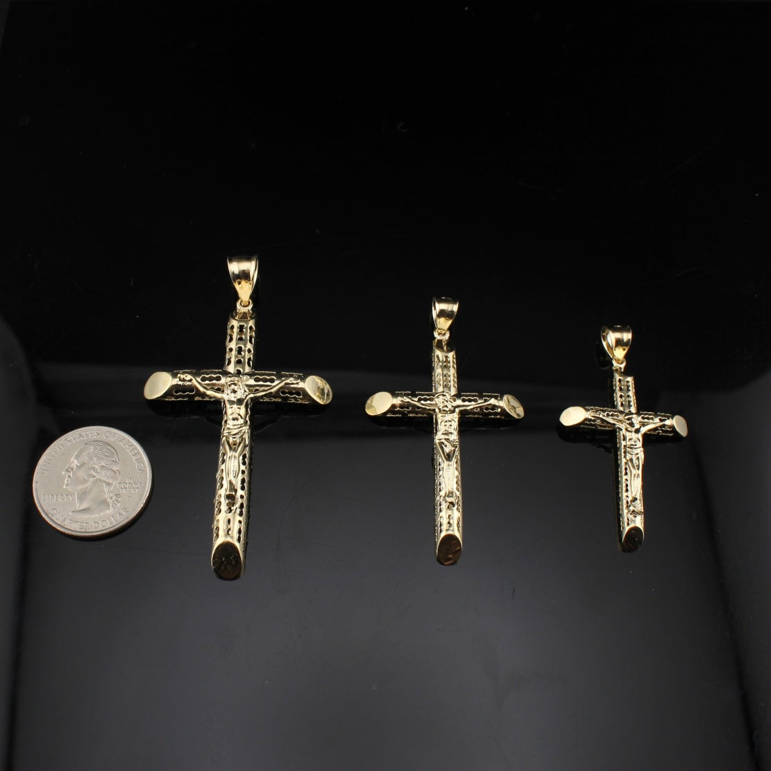 Real 10K Gold Cross Pendant Pipe Cross