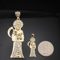 Real 10K Gold Santa Muerte Pendant