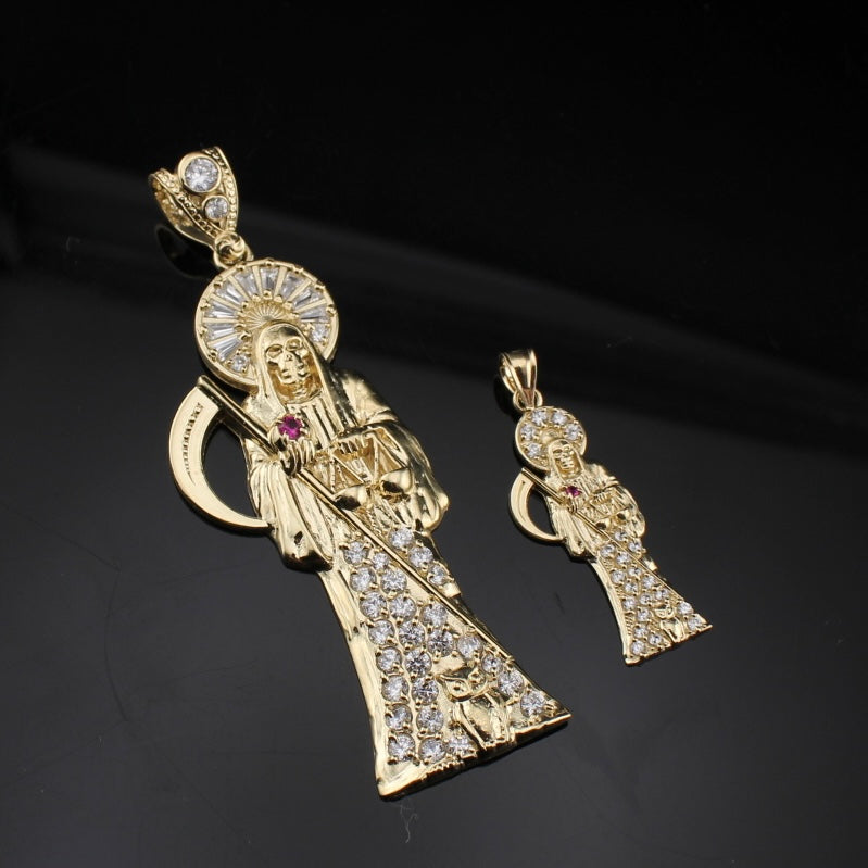 Real 10K Gold Santa Muerte Pendant