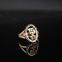 Anillo de Quinceañera de Oro 10K auténtico