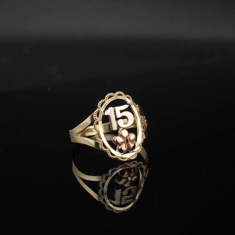Anillo de Quinceañera de Oro 10K auténtico