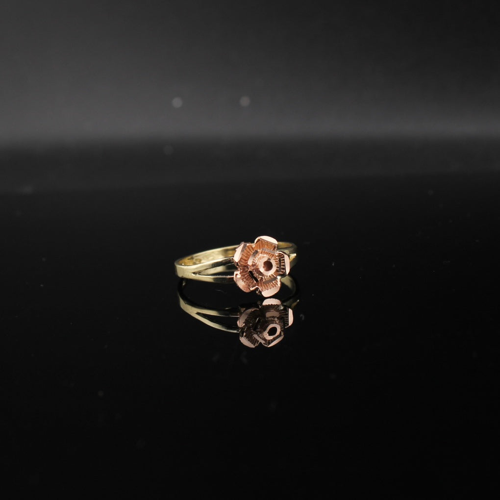 Anillo de oro rosa de 10 quilates auténtico