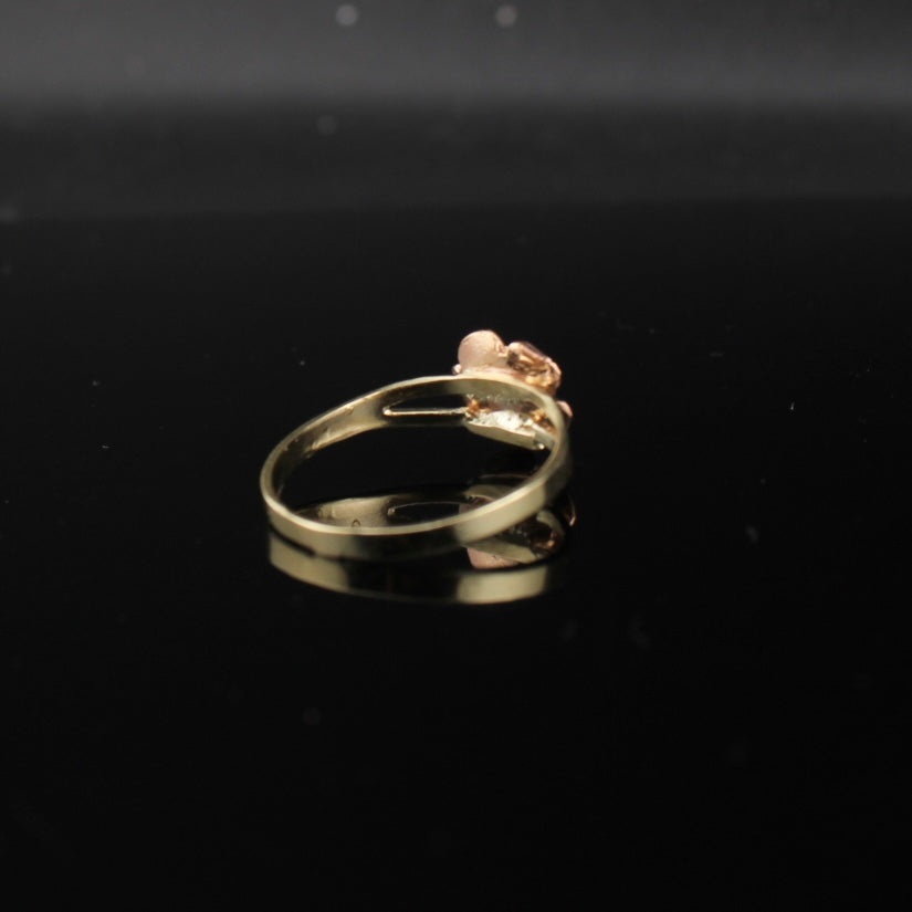 Anillo de oro rosa de 10 quilates auténtico