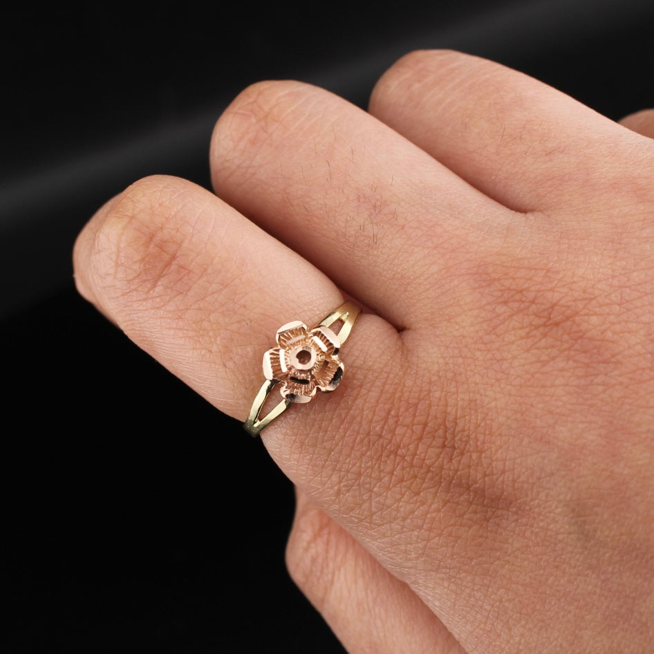 Anillo de oro rosa de 10 quilates auténtico