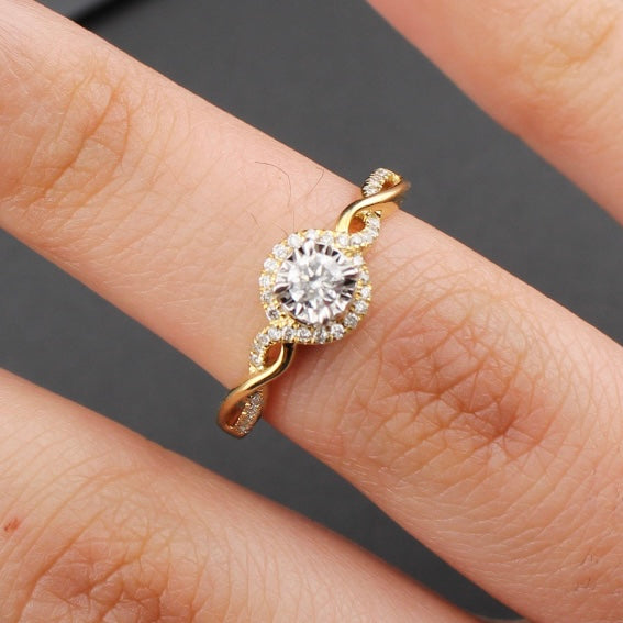 Anillo de oro de 10K genuino con diamantes de 0.25 CTW