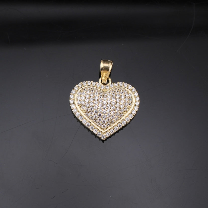 Colgante de oro auténtico de 10 quilates con forma de corazón