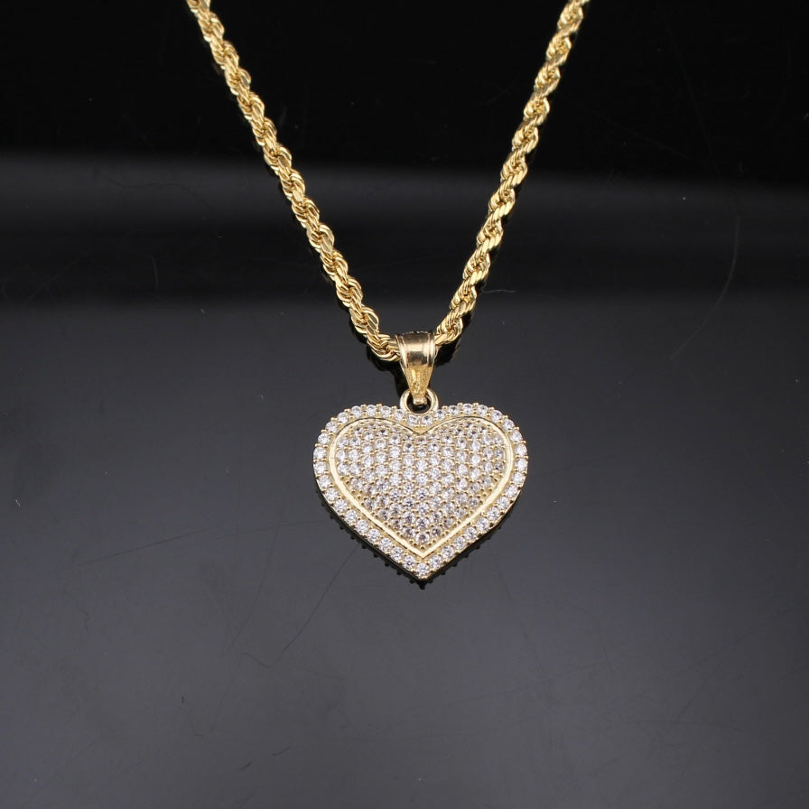 Colgante de oro auténtico de 10 quilates con forma de corazón