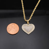 Colgante de oro auténtico de 10 quilates con forma de corazón