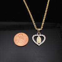 Real 10K Gold Heart Virgin Mary Pendant