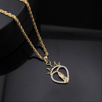 Real 10K Gold Heart Virgin Mary Pendant
