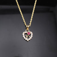 Real 10K Gold Heart Rose Pendant