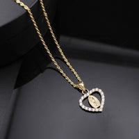 Real 10K Gold Heart Virgin Mary Pendant