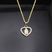 Real 10K Gold Heart Virgin Mary Pendant