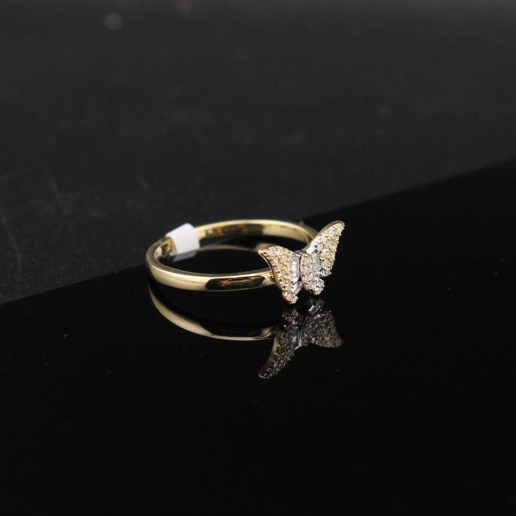 Real 10K Gold Diamond Butterfly Ring