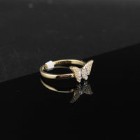 Real 10K Gold Diamond Butterfly Ring