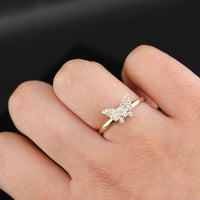 Real 10K Gold Diamond Butterfly Ring